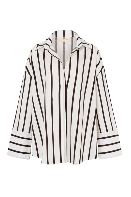 REVERIE SHIRT - WHITE/PECAN STRIPE
