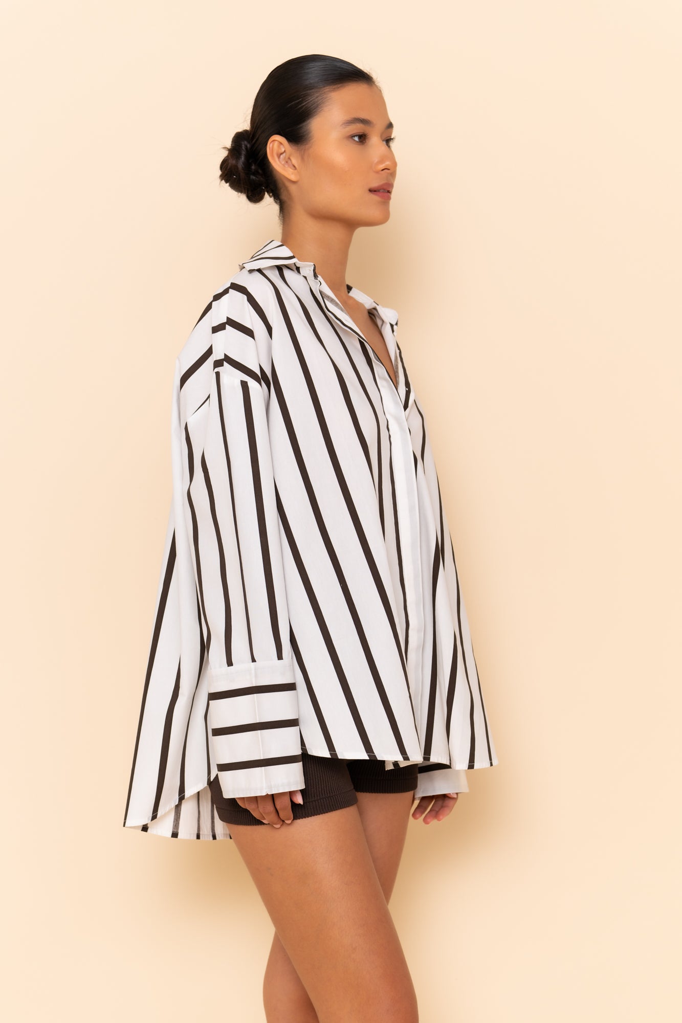 REVERIE SHIRT - WHITE/PECAN STRIPE