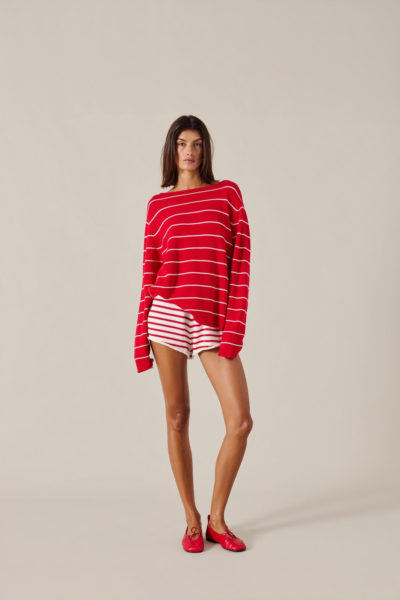 CORDELIA SHORT - SCARLET STRIPE