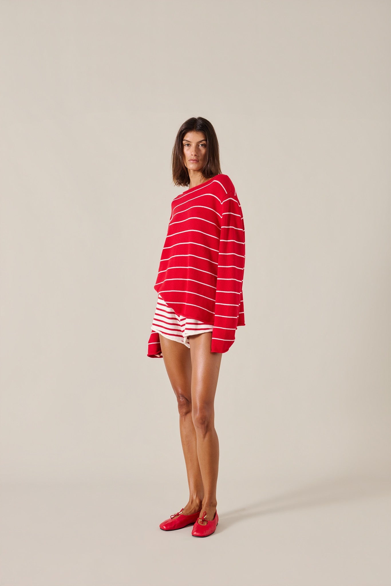 CORDELIA SHORT - SCARLET STRIPE