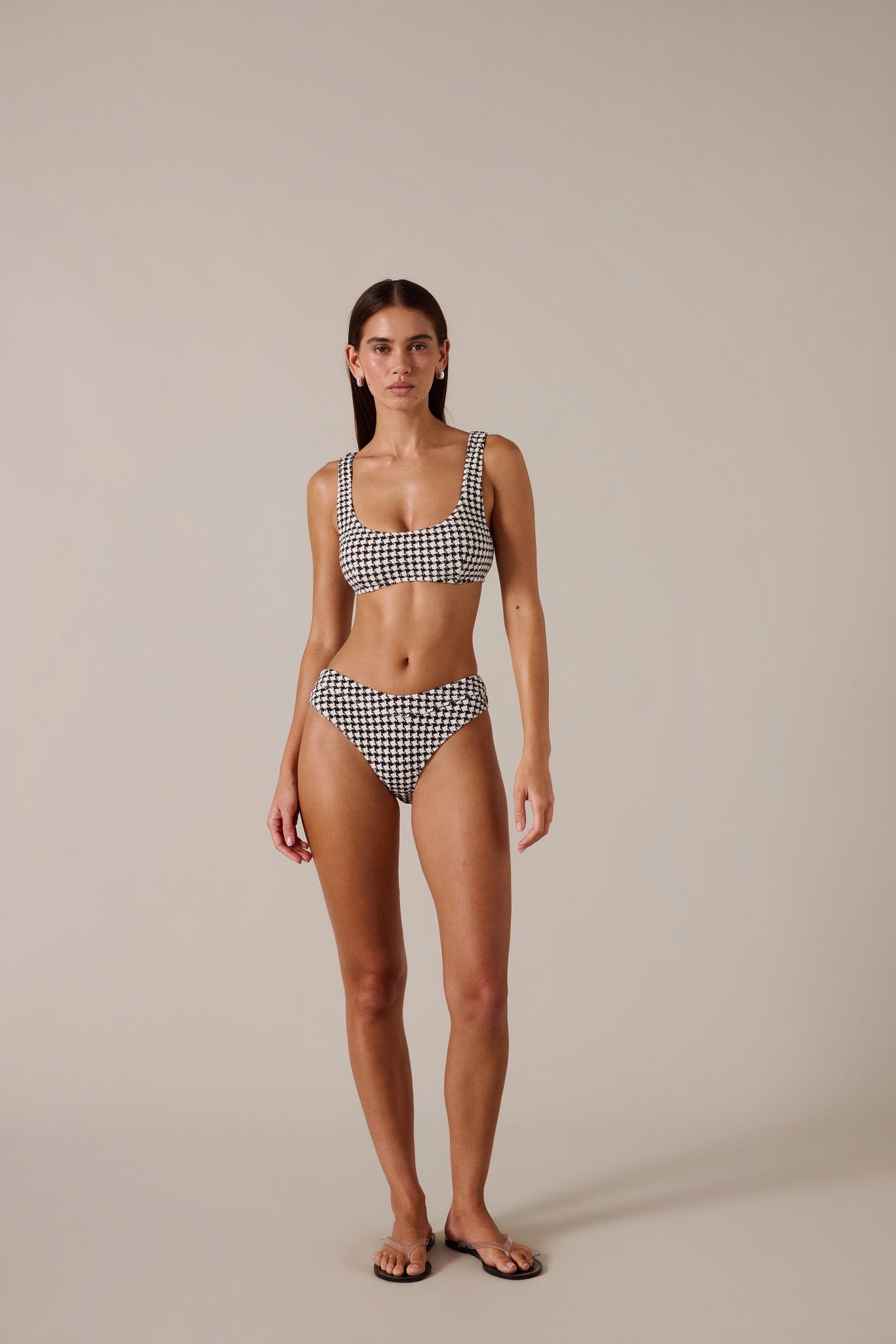 ESCAPE BRALETTE TOP - HOUNDSTOOTH