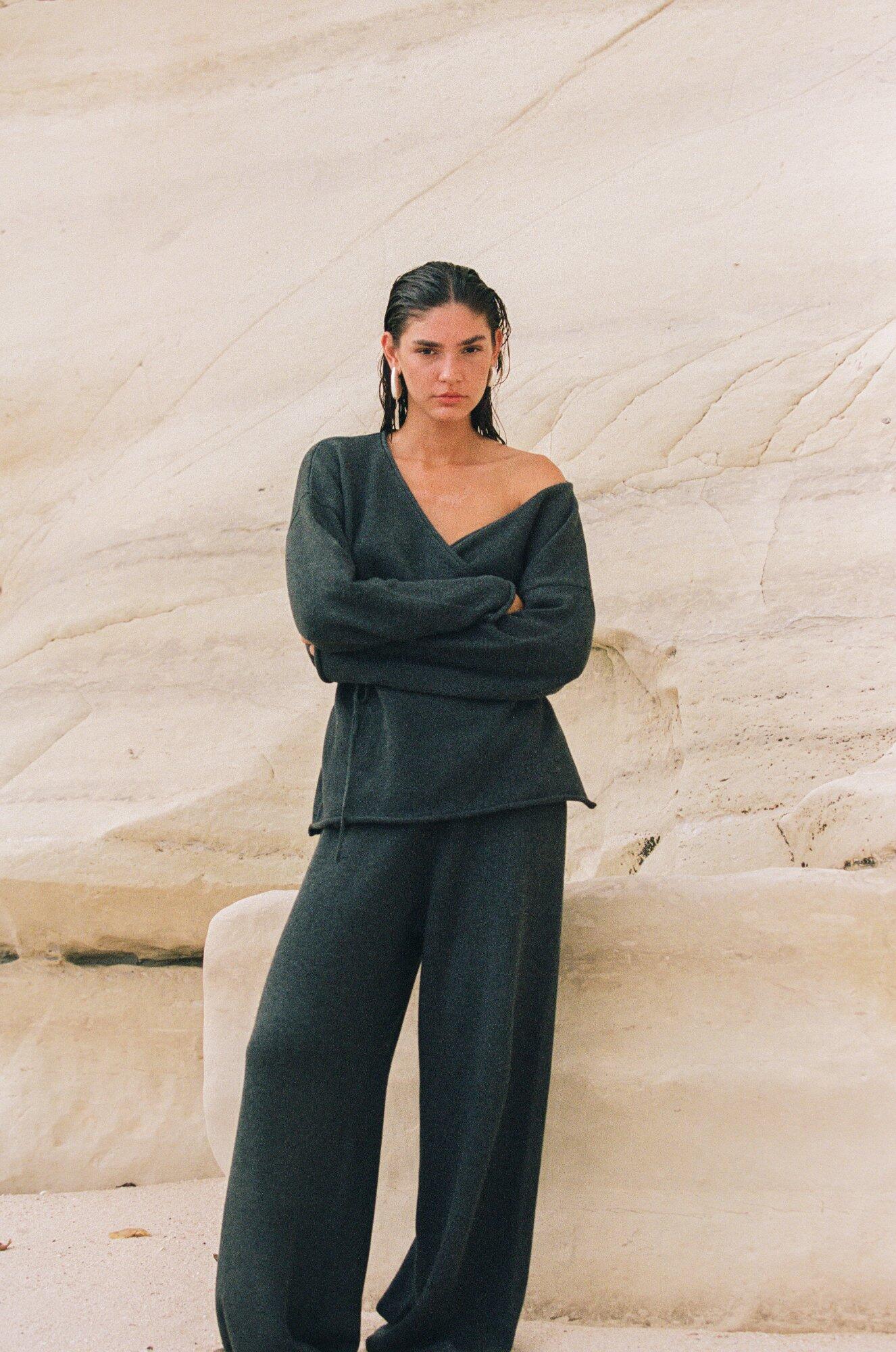 SABINE WRAP KNIT - CHARCOAL
