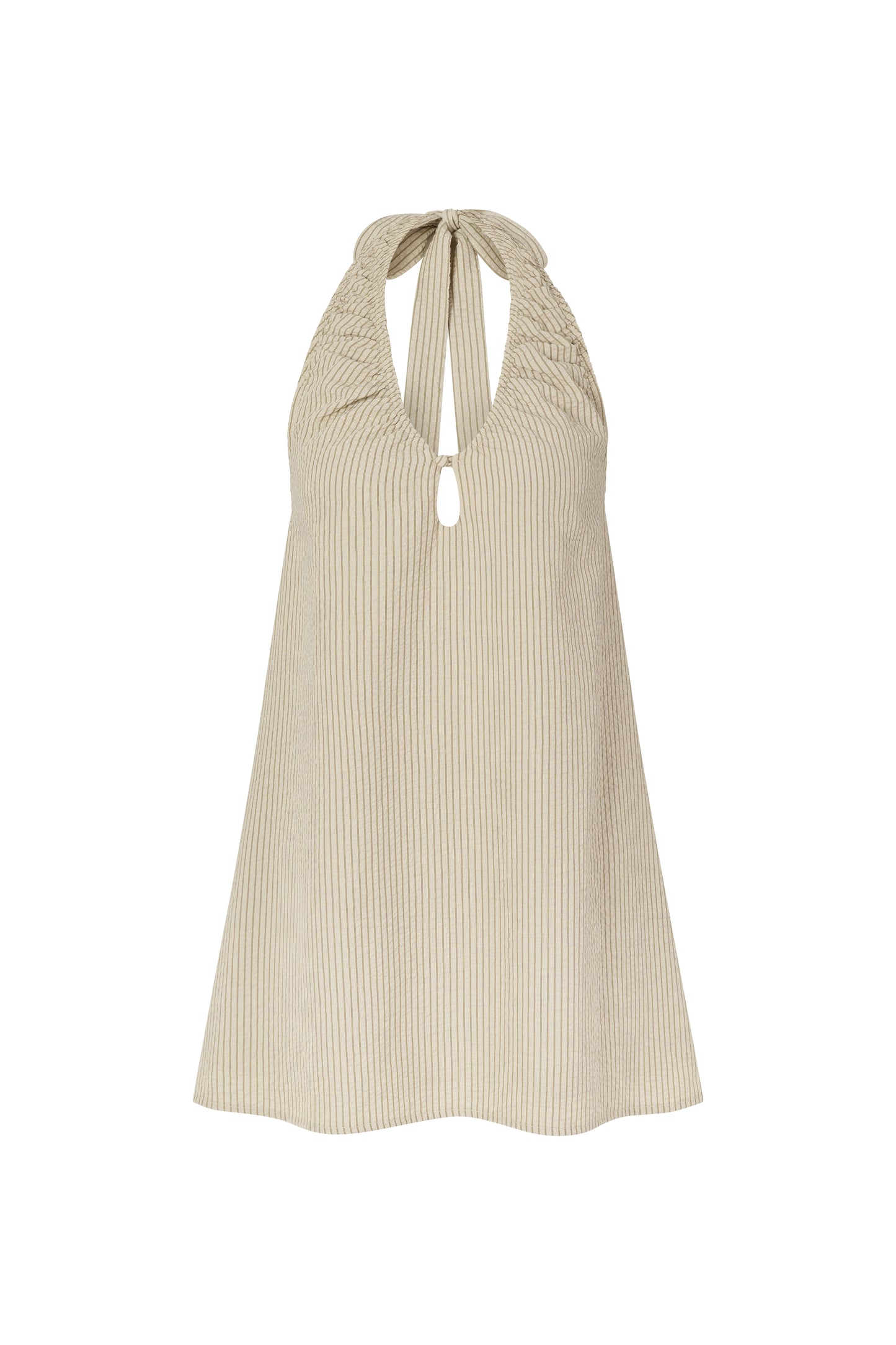 SIDNEY HALTER MINI DRESS - CARAMEL STRIPE