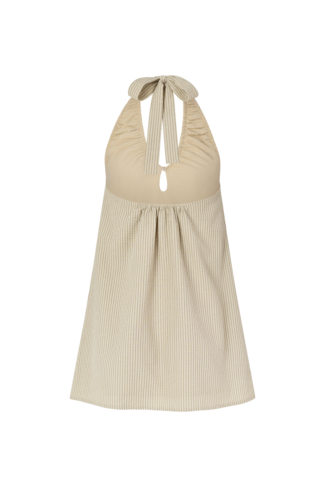 SIDNEY HALTER MINI DRESS - CARAMEL STRIPE