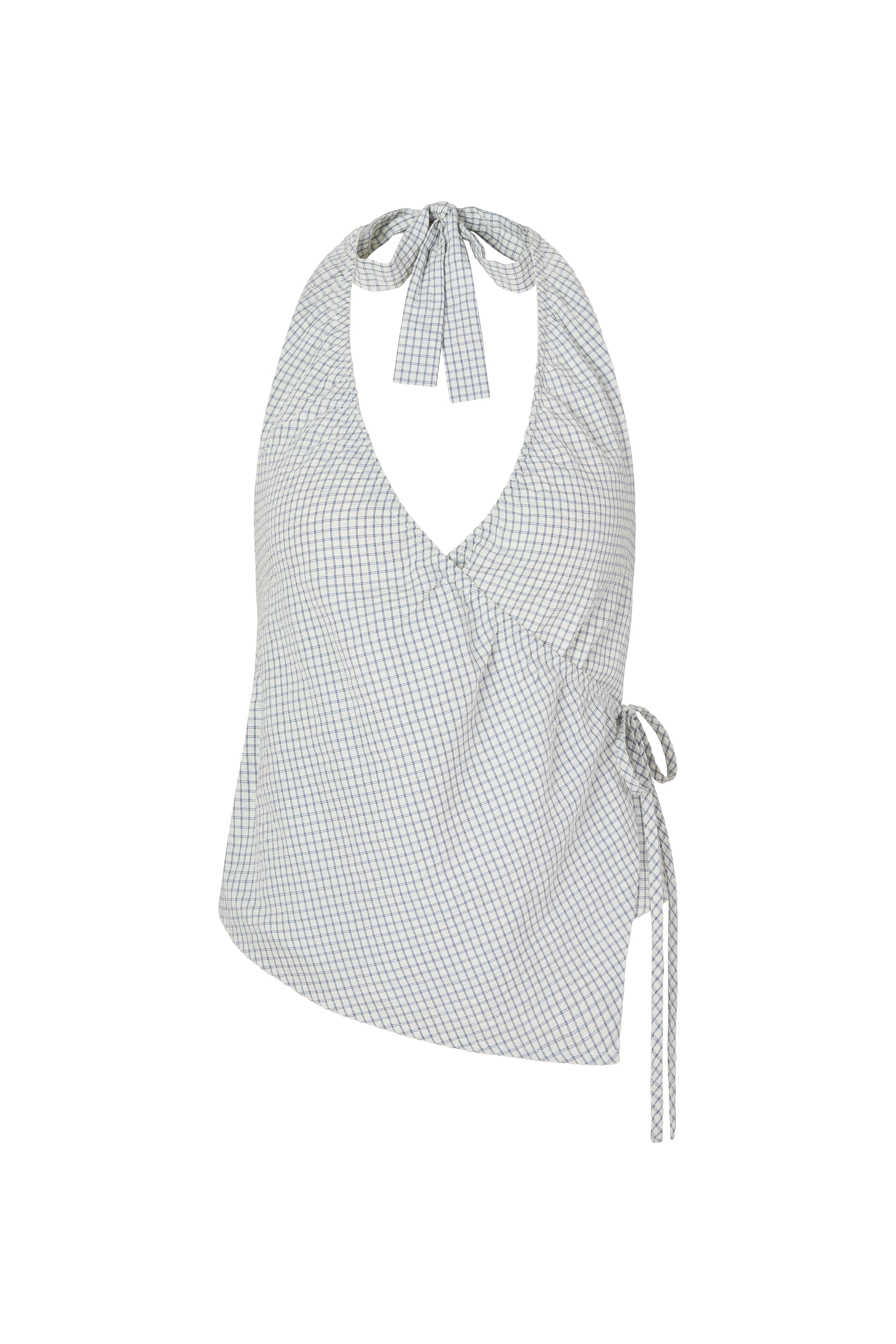 DAPHNE HALTER TOP - WHITE CHECK