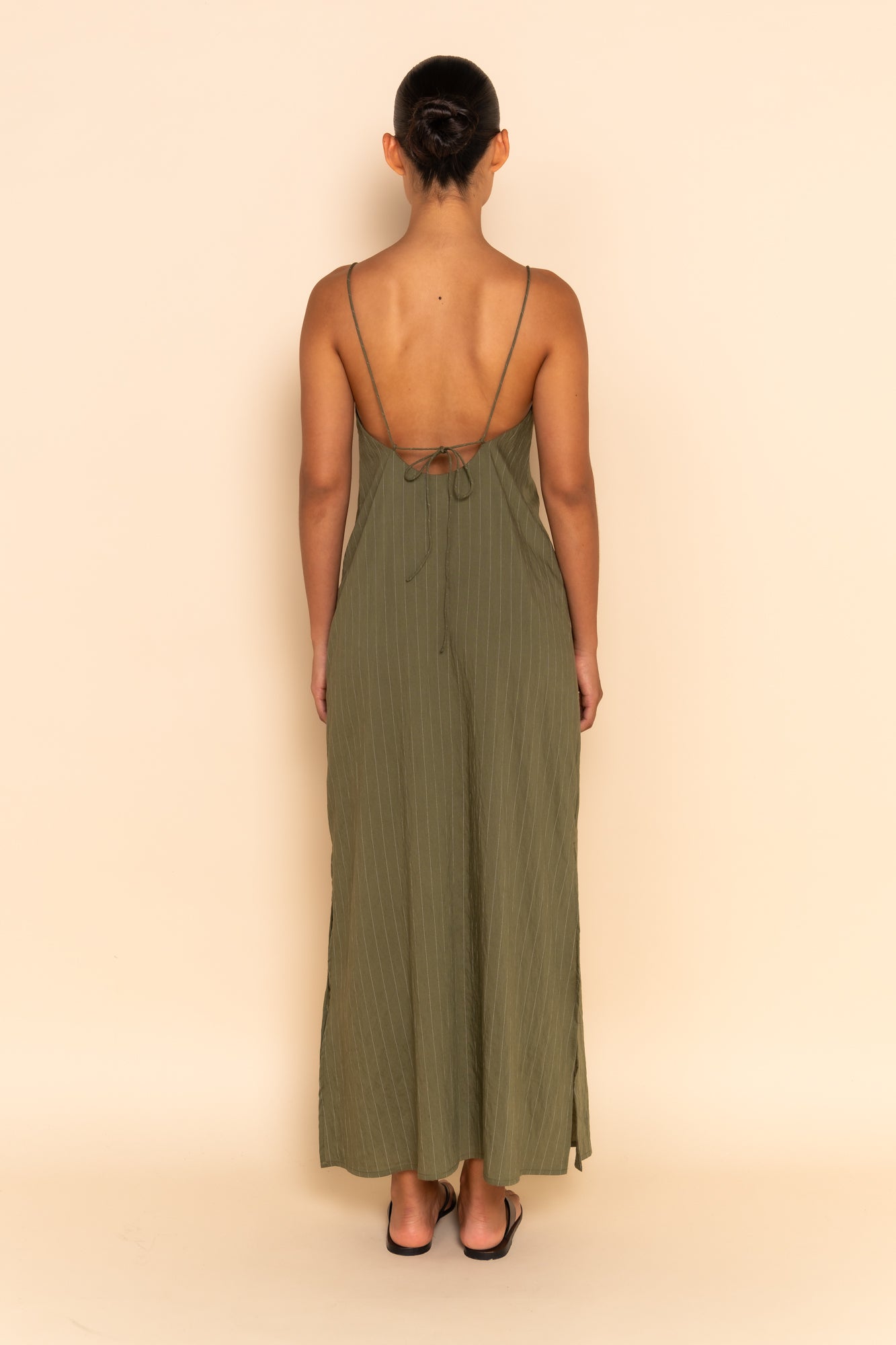 AMELIE MAXI DRESS - KHAKI STRIPE