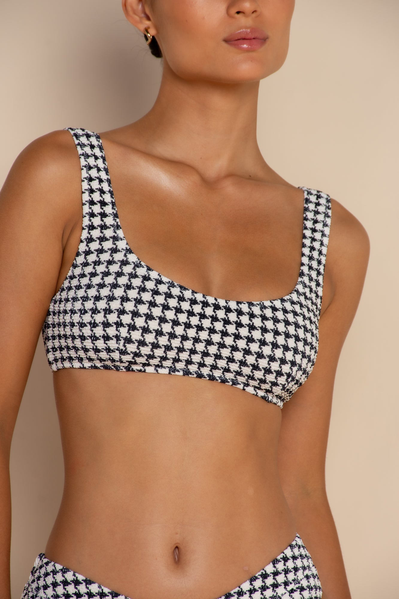 ESCAPE BRALETTE TOP - HOUNDSTOOTH