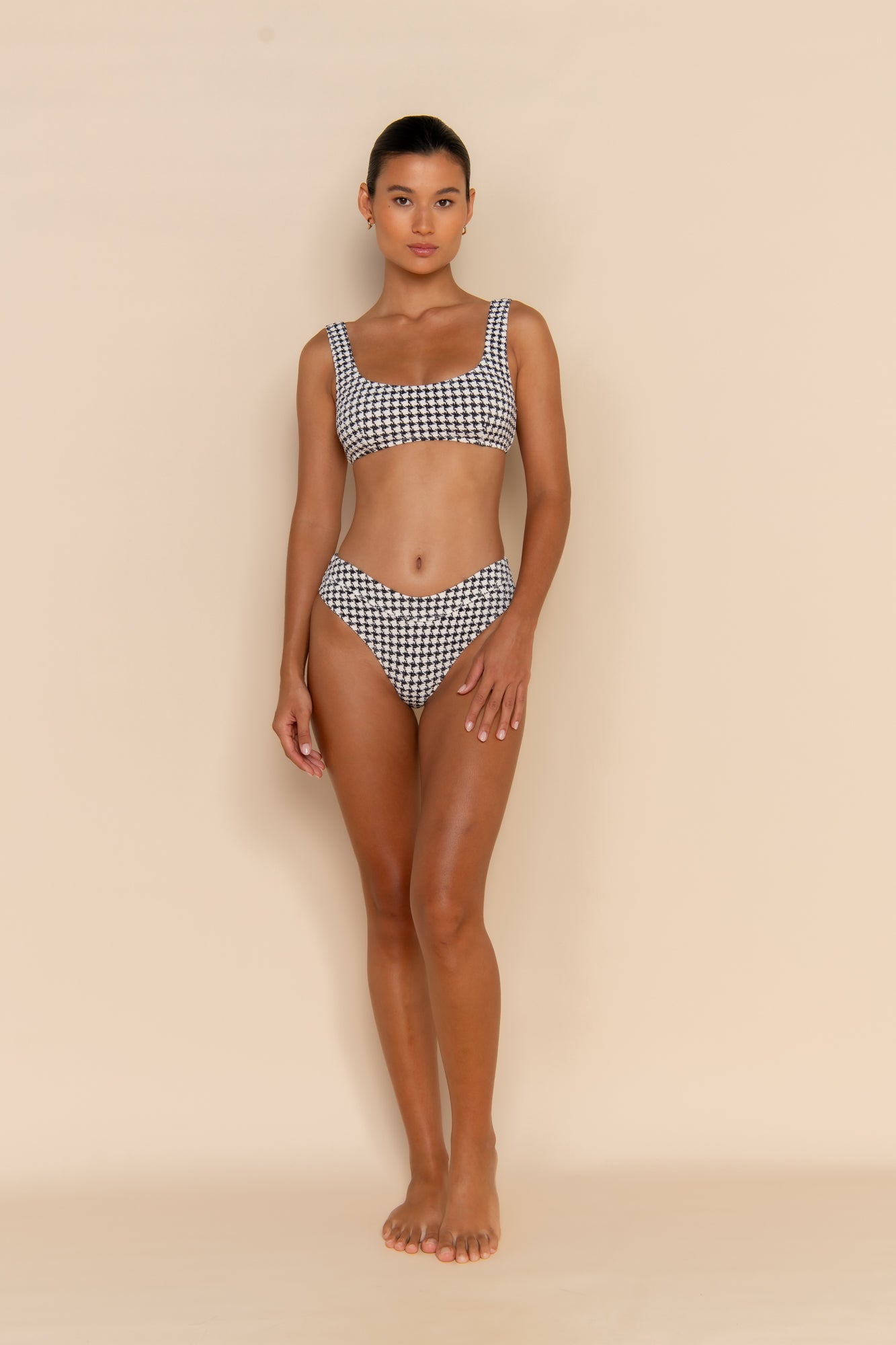 ESCAPE BRALETTE TOP - HOUNDSTOOTH