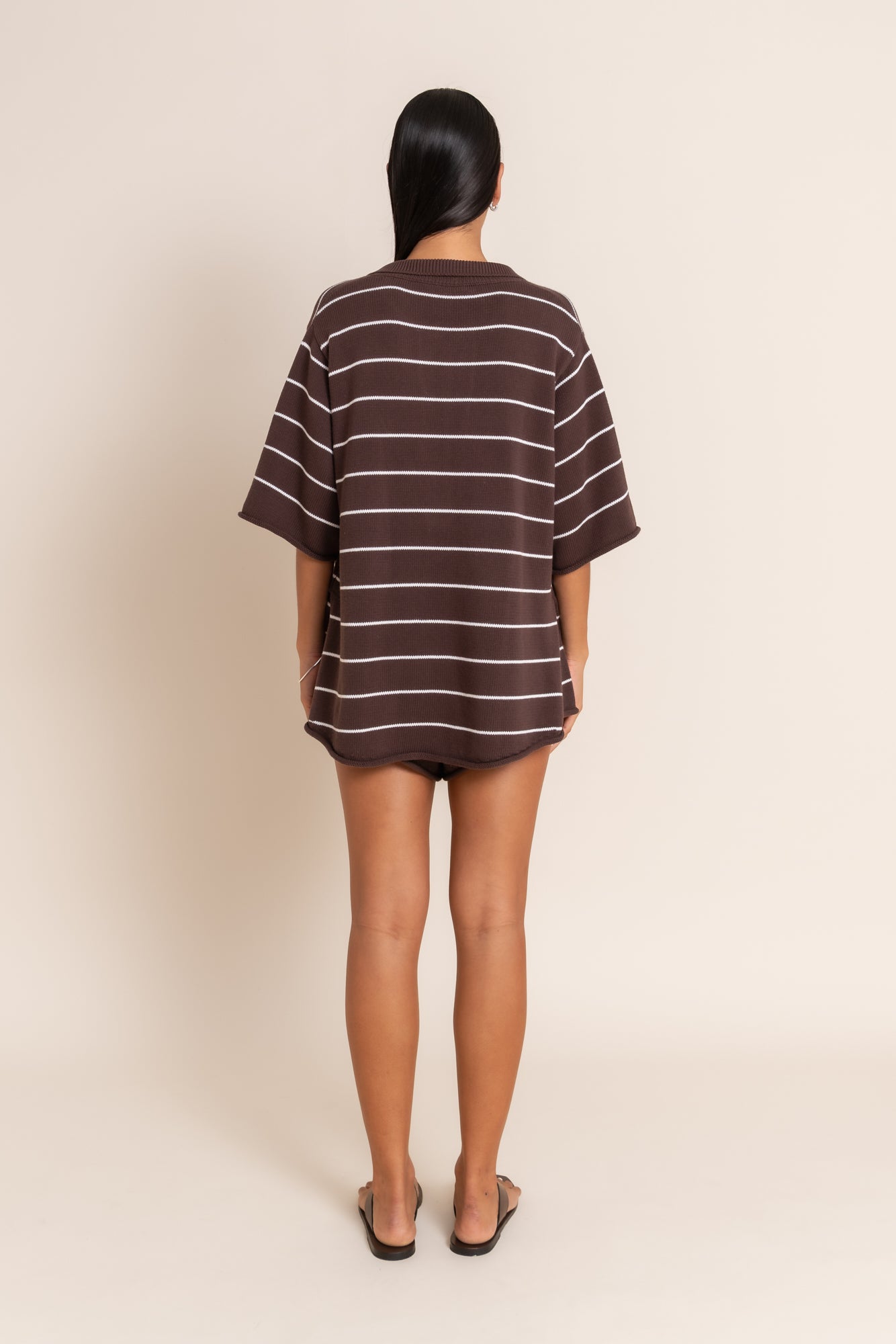 MANON POLO - PECAN/WHITE STRIPE