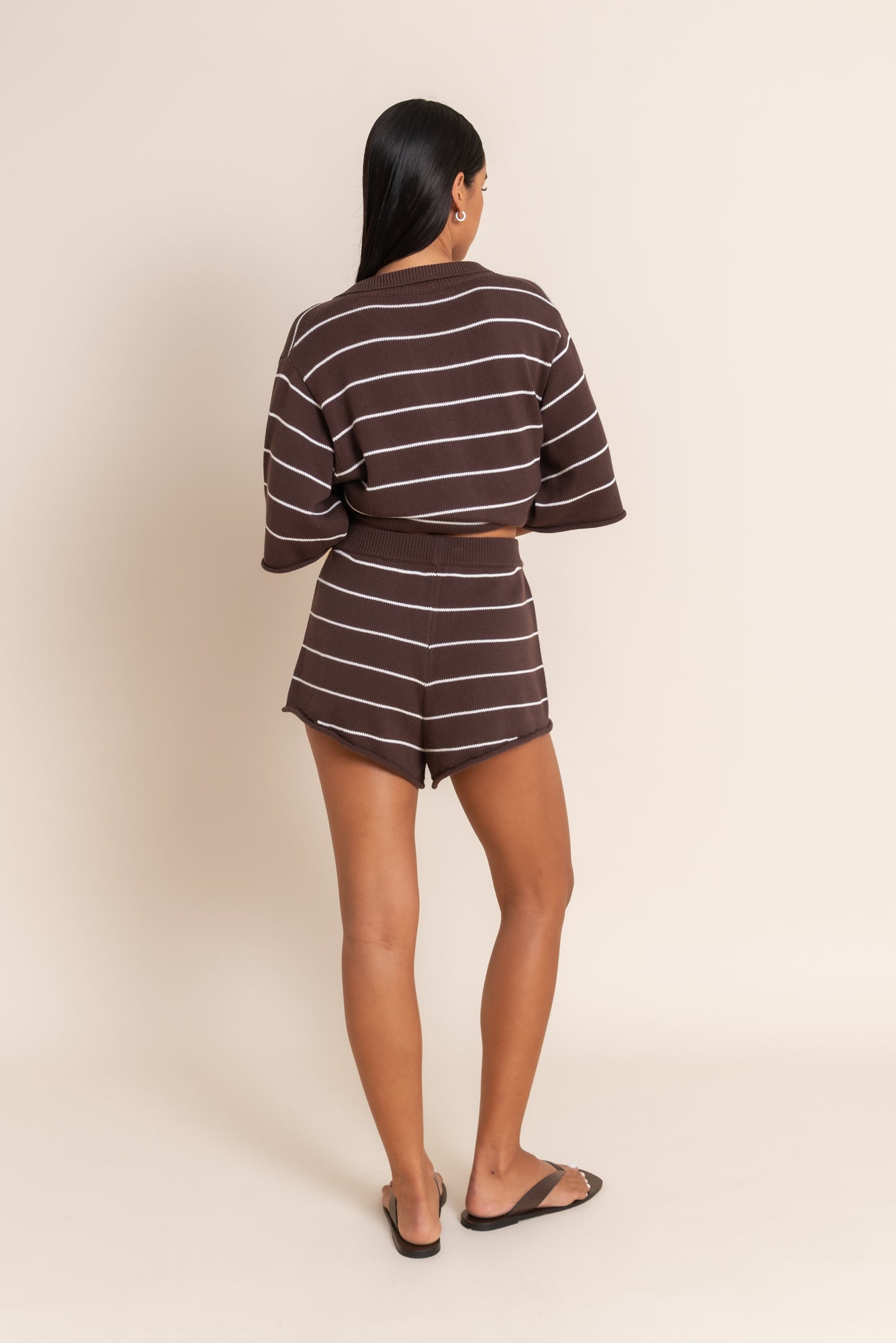 MANON SHORT - PECAN/WHITE STRIPE