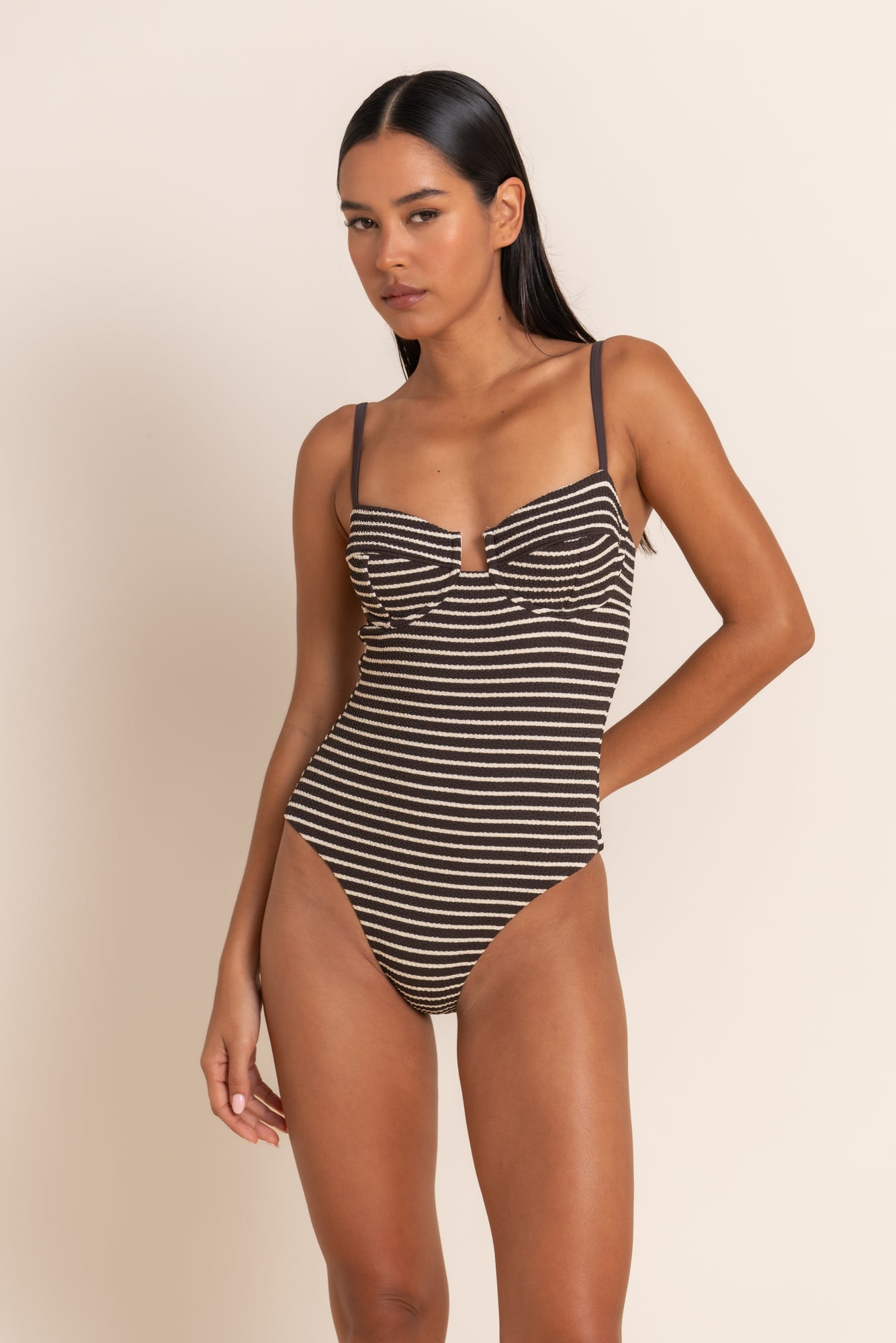 AELA ONE PIECE - COCAO STRIPE