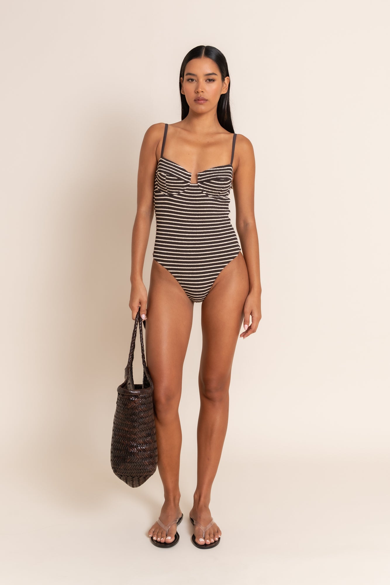 AELA ONE PIECE - COCAO STRIPE