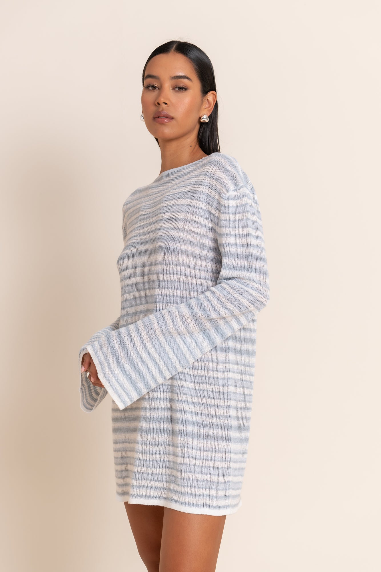 AURA MINI DRESS - AZURE STRIPE
