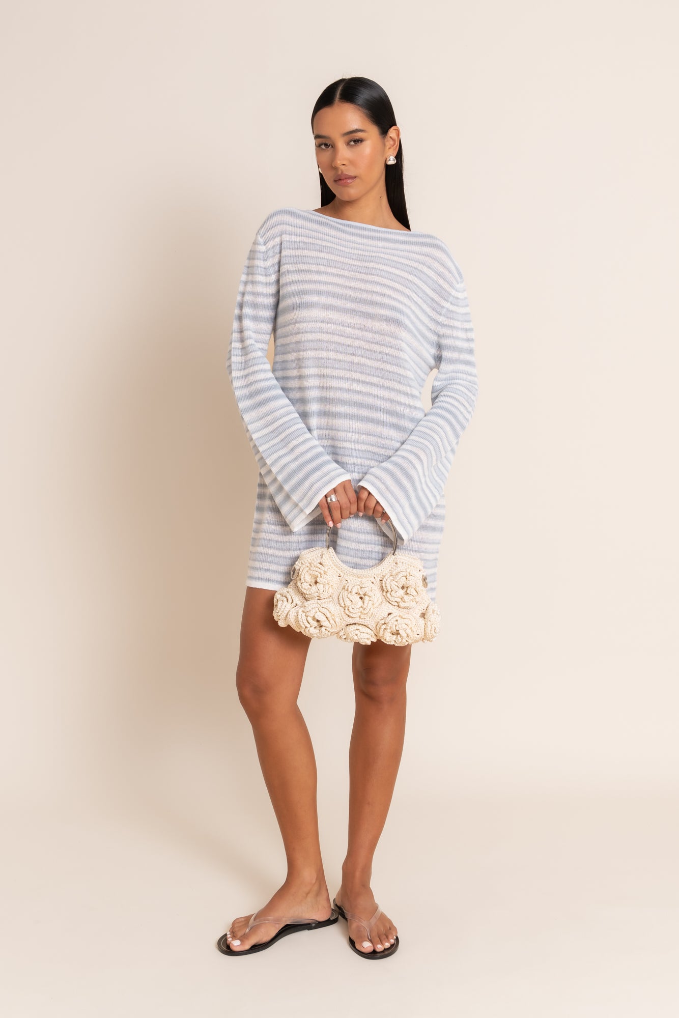 AURA MINI DRESS - AZURE STRIPE