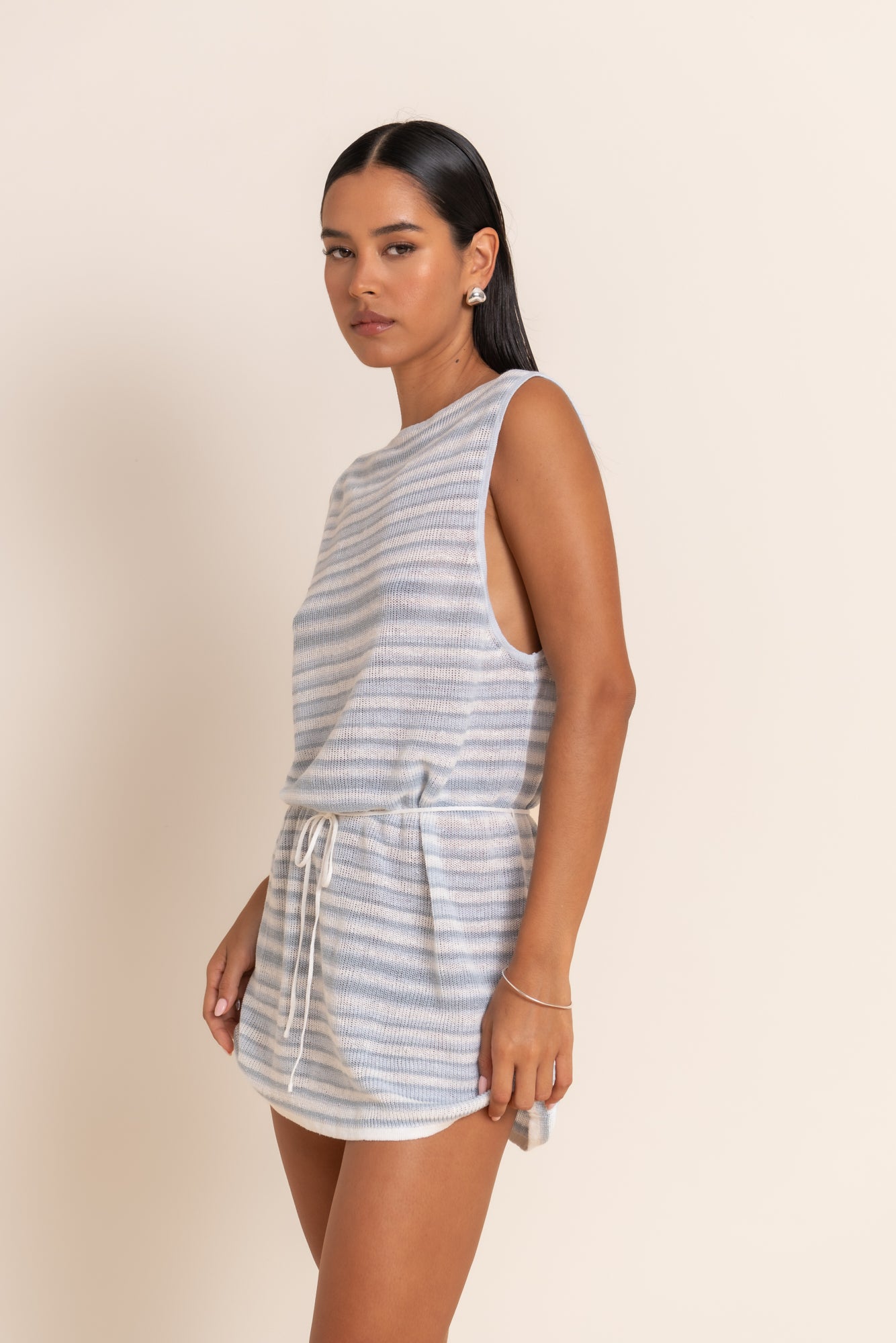 NALU MINI DRESS - AZURE STRIPE