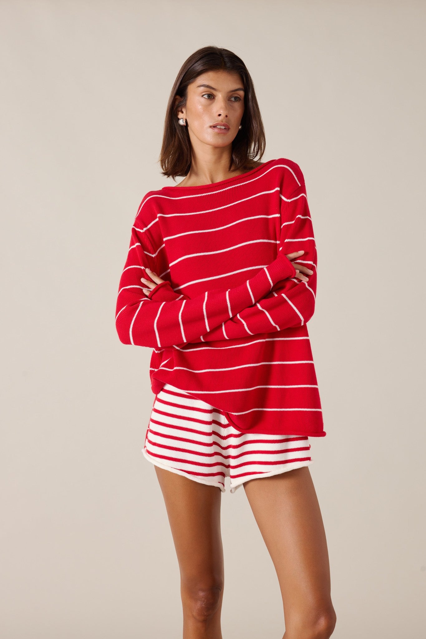 CORDELIA SHORT - SCARLET STRIPE