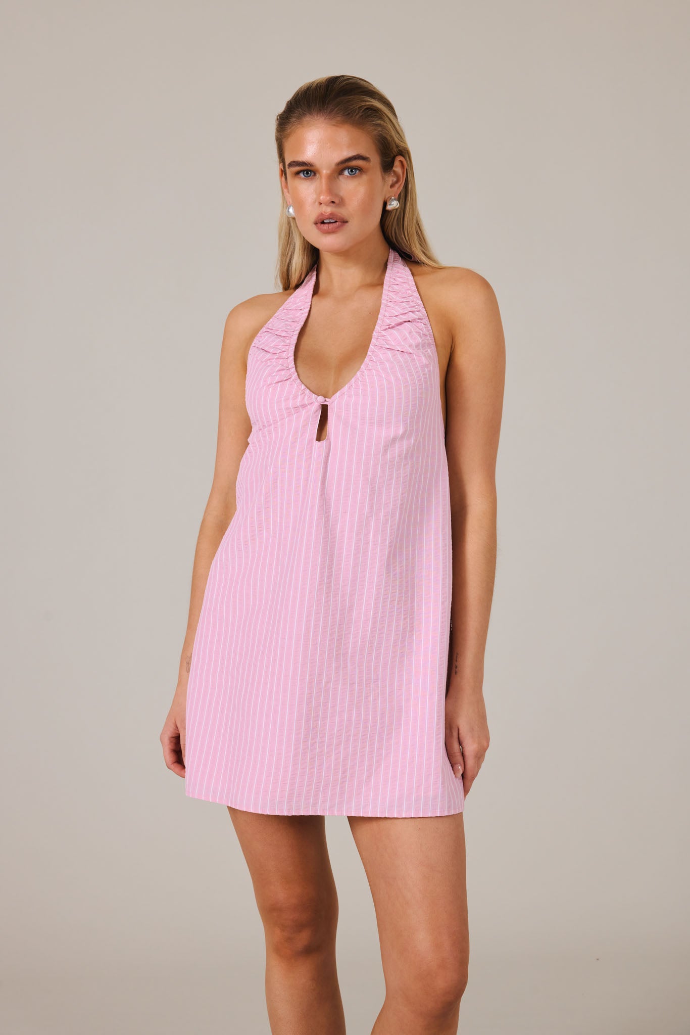 SIDNEY HALTER MINI DRESS - PETAL