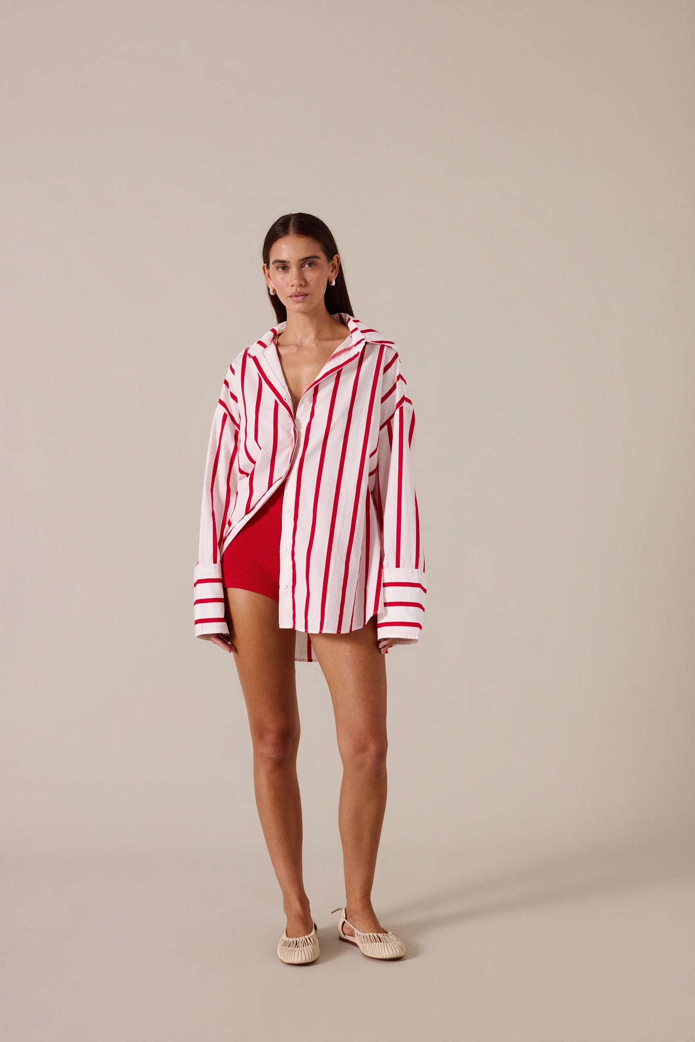 REVERIE SHIRT - RED / WHITE STRIPE