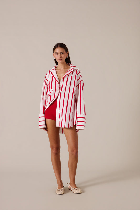 REVERIE SHIRT - RED / WHITE STRIPE