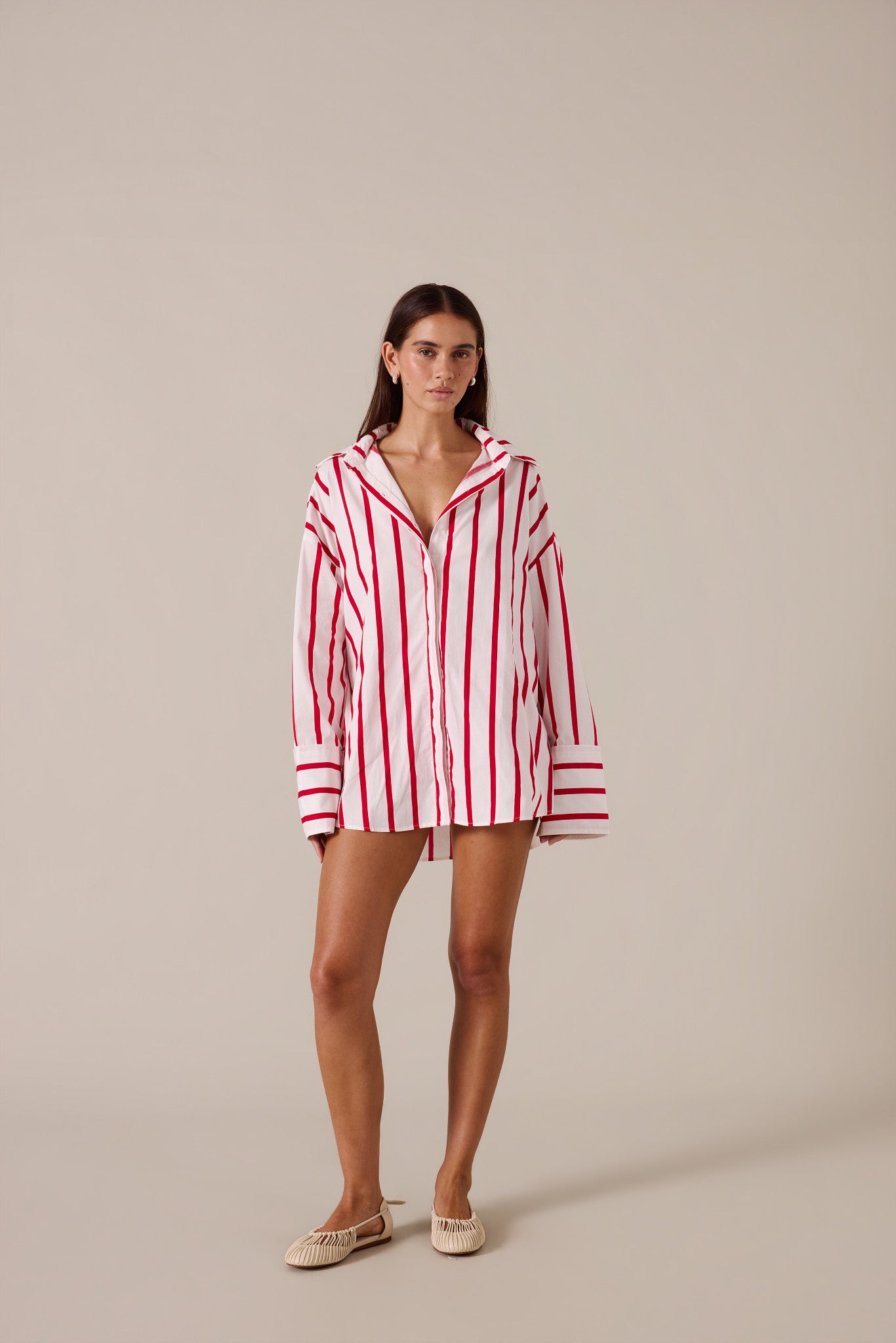 REVERIE SHIRT - RED / WHITE STRIPE