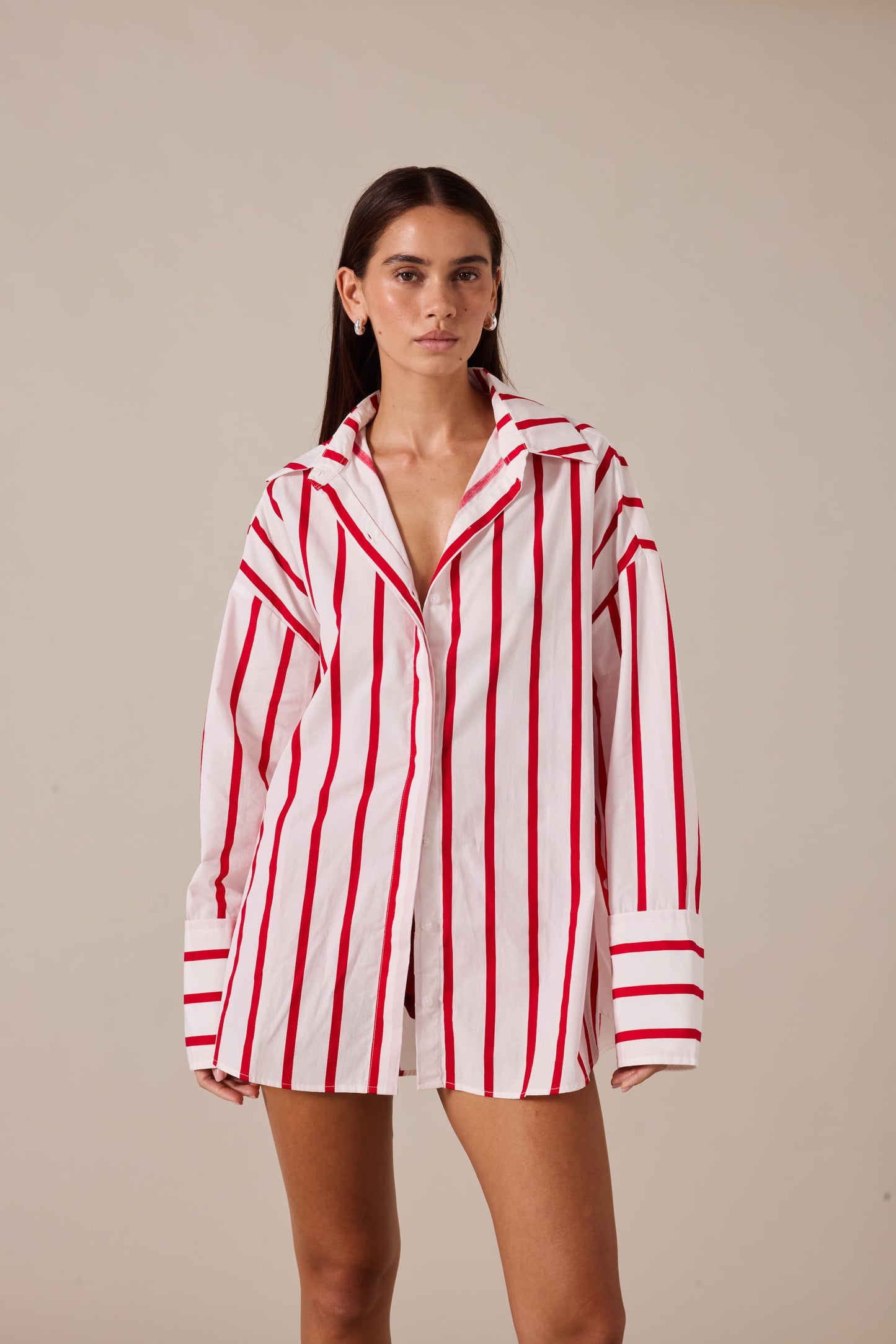 REVERIE SHIRT - RED / WHITE STRIPE