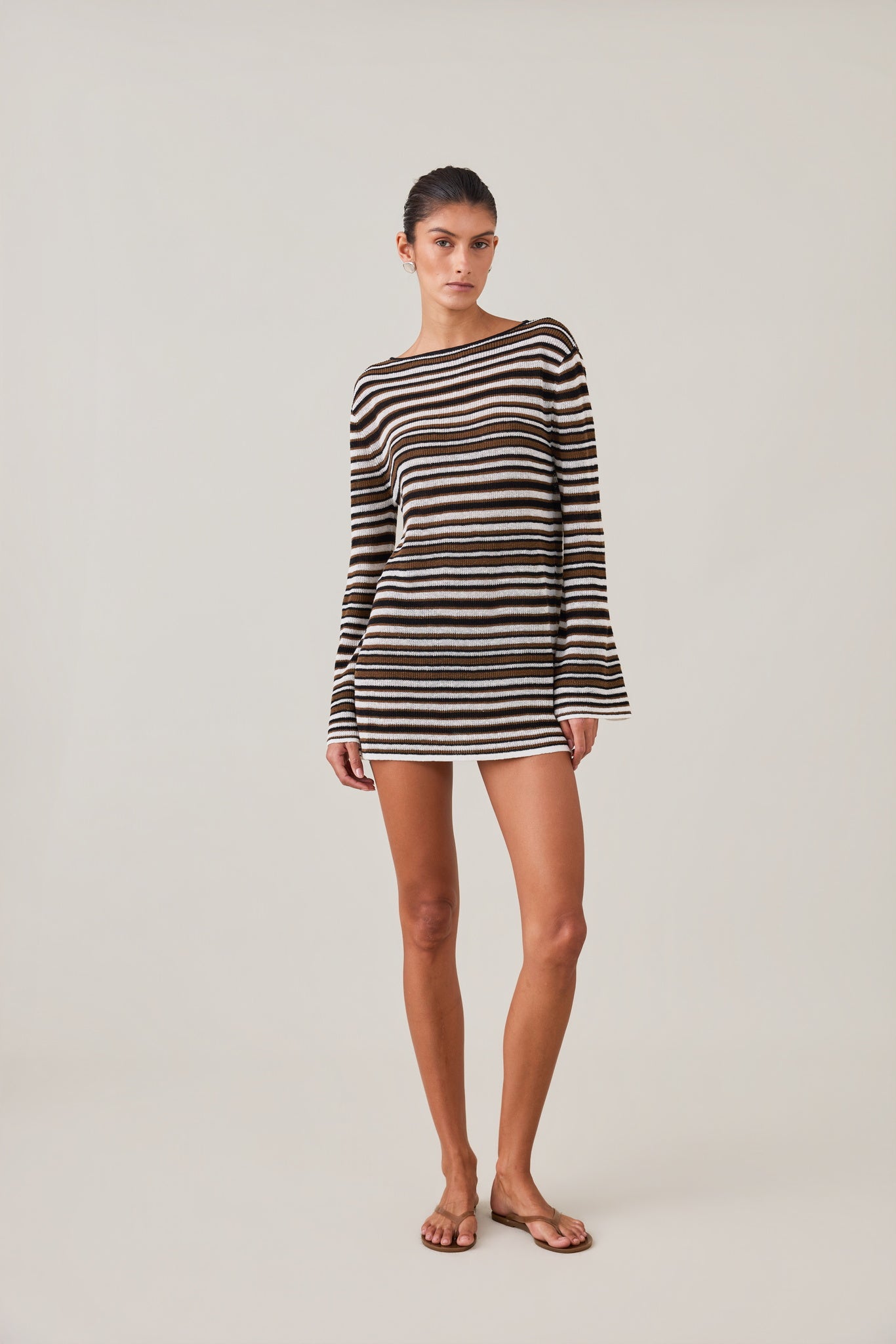 mini dress striped Frankies Bikinis - Uptown Knit rib armholes Pretty in Striped Mini Dress