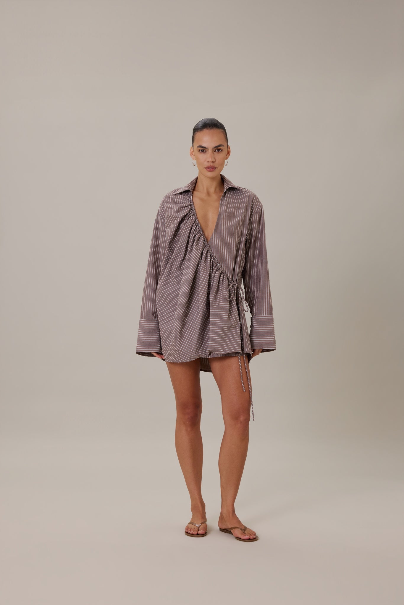 ELCE SIDNEY WRAP Shirt Dress - SIENA - Women's Size Medium/Large