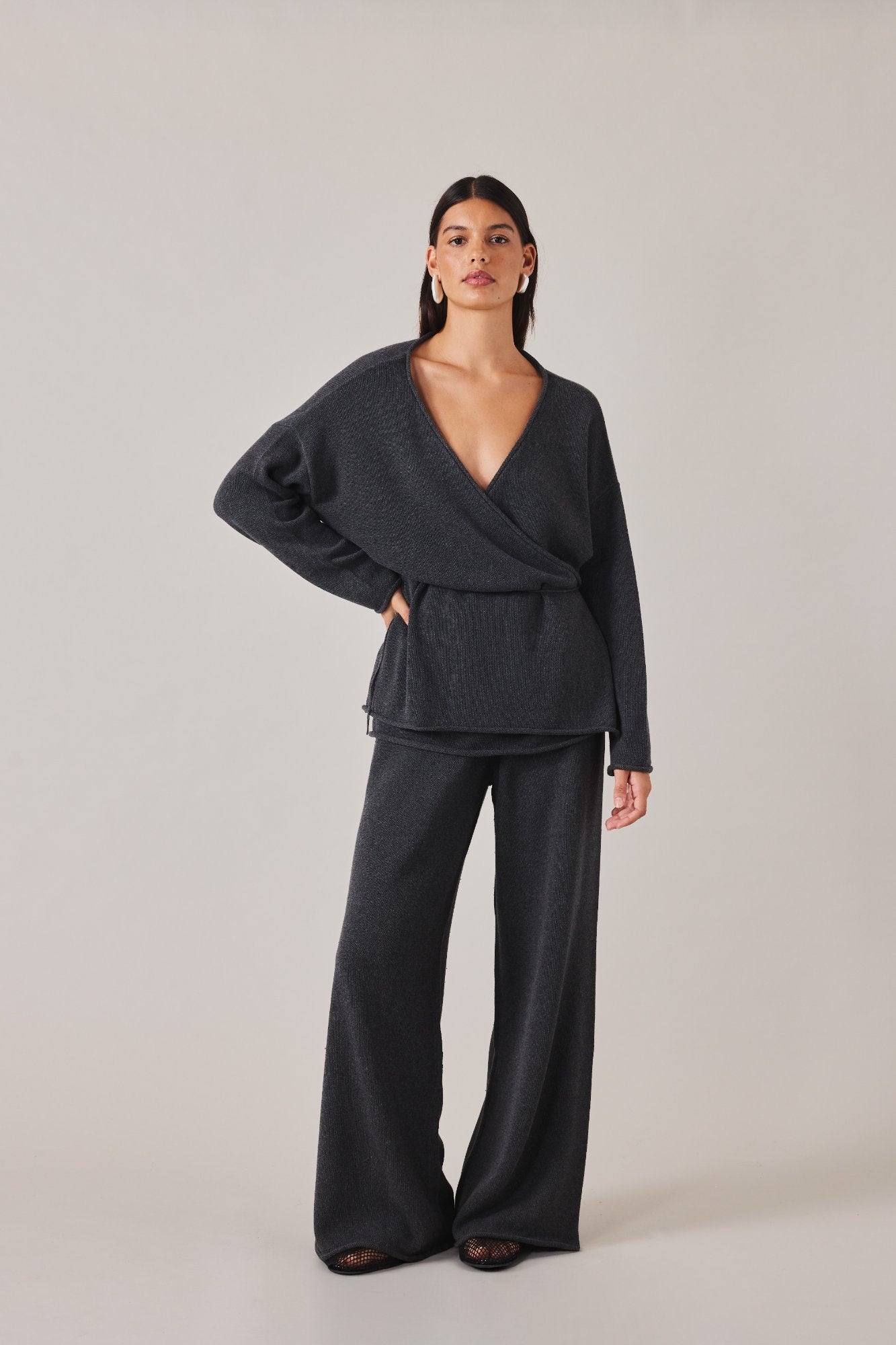 SABINE WRAP KNIT - CHARCOAL