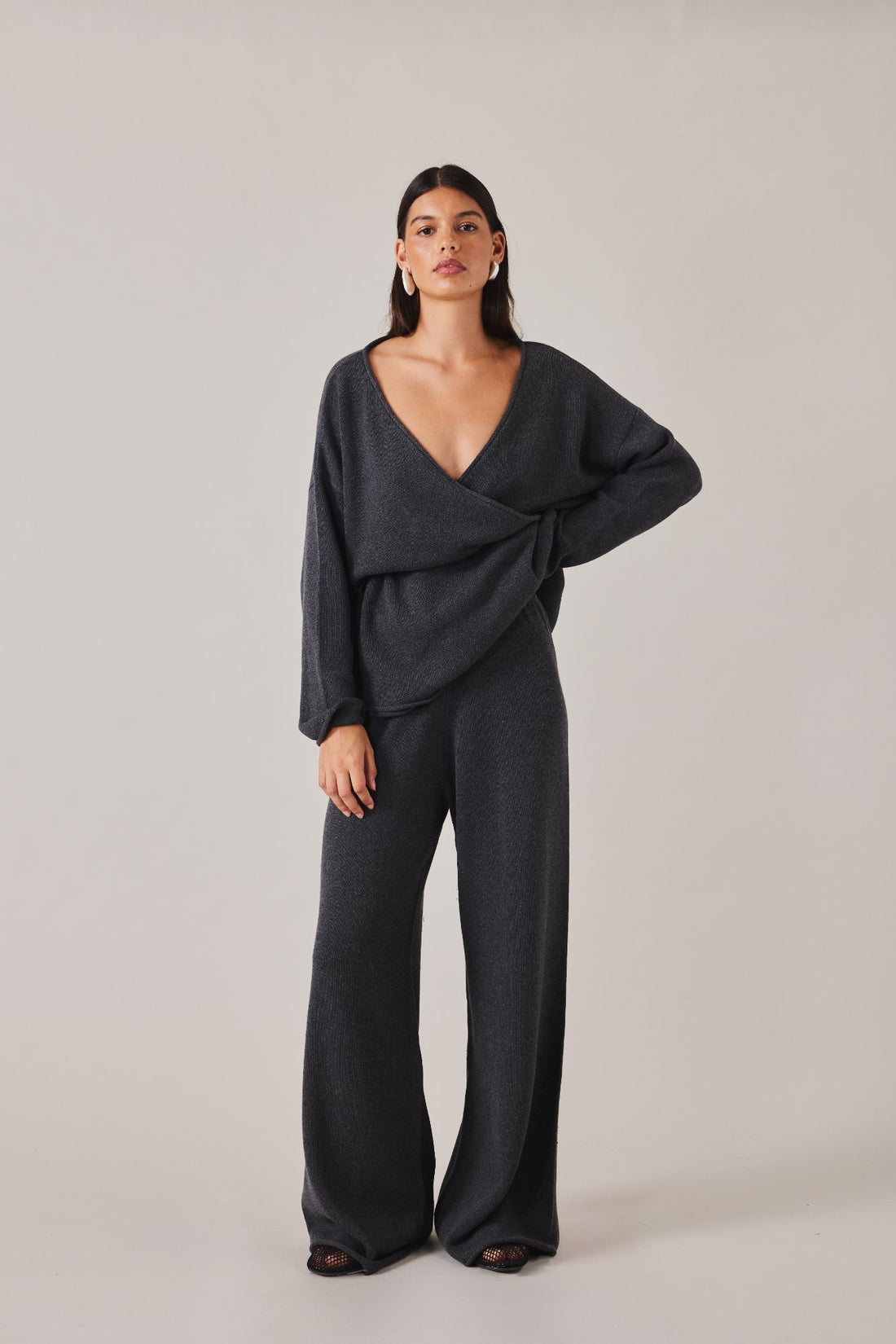 PRE-ORDER | SABINE WRAP KNIT - CHARCOAL