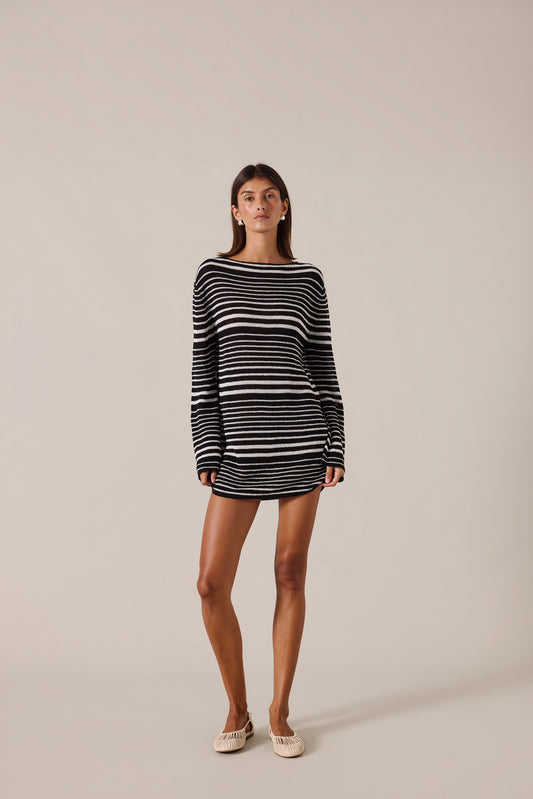 AURA MINI DRESS - MONOCHROME