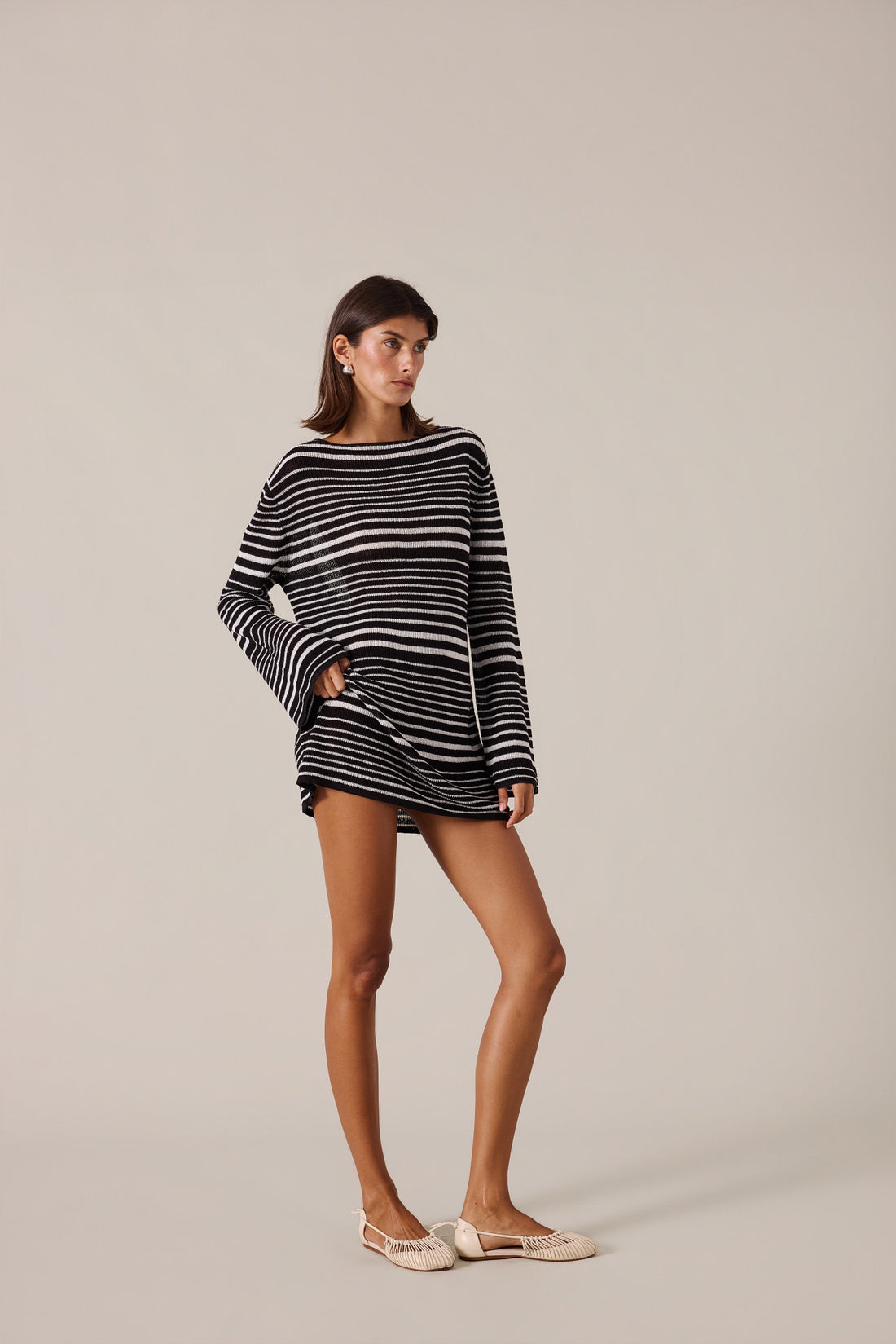 AURA MINI DRESS - MONOCHROME