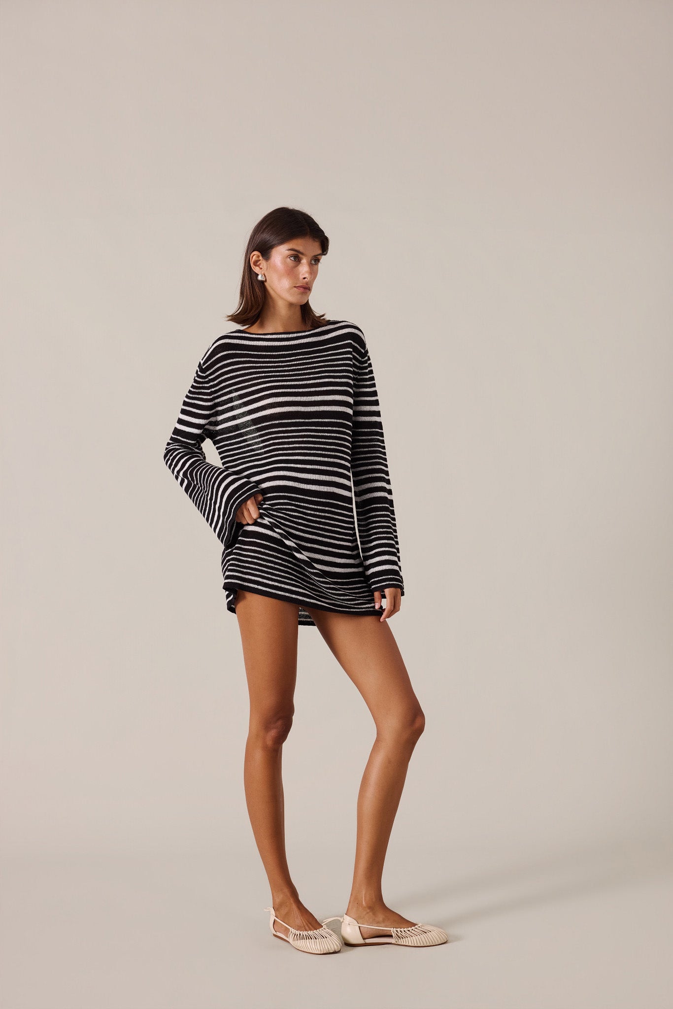 AURA MINI DRESS - MONOCHROME