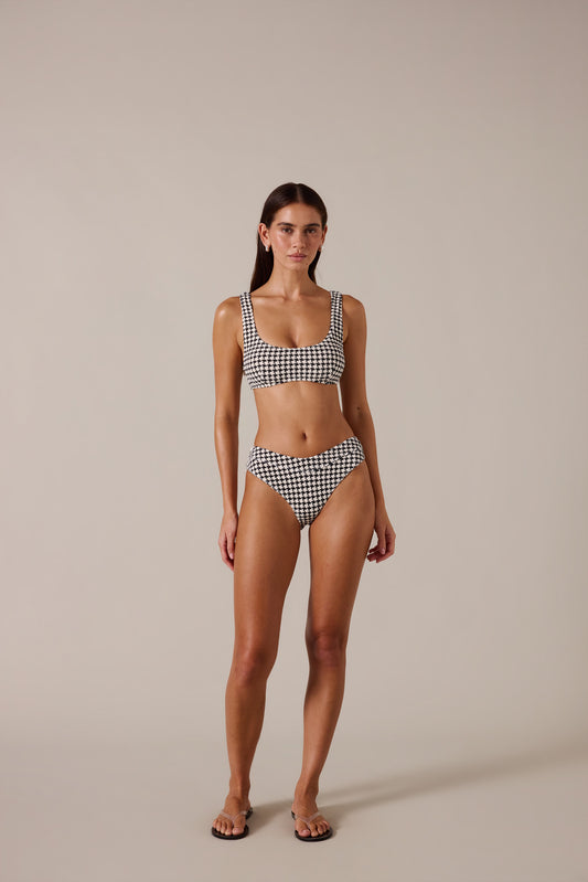 ESCAPE BRALETTE TOP - HOUNDSTOOTH