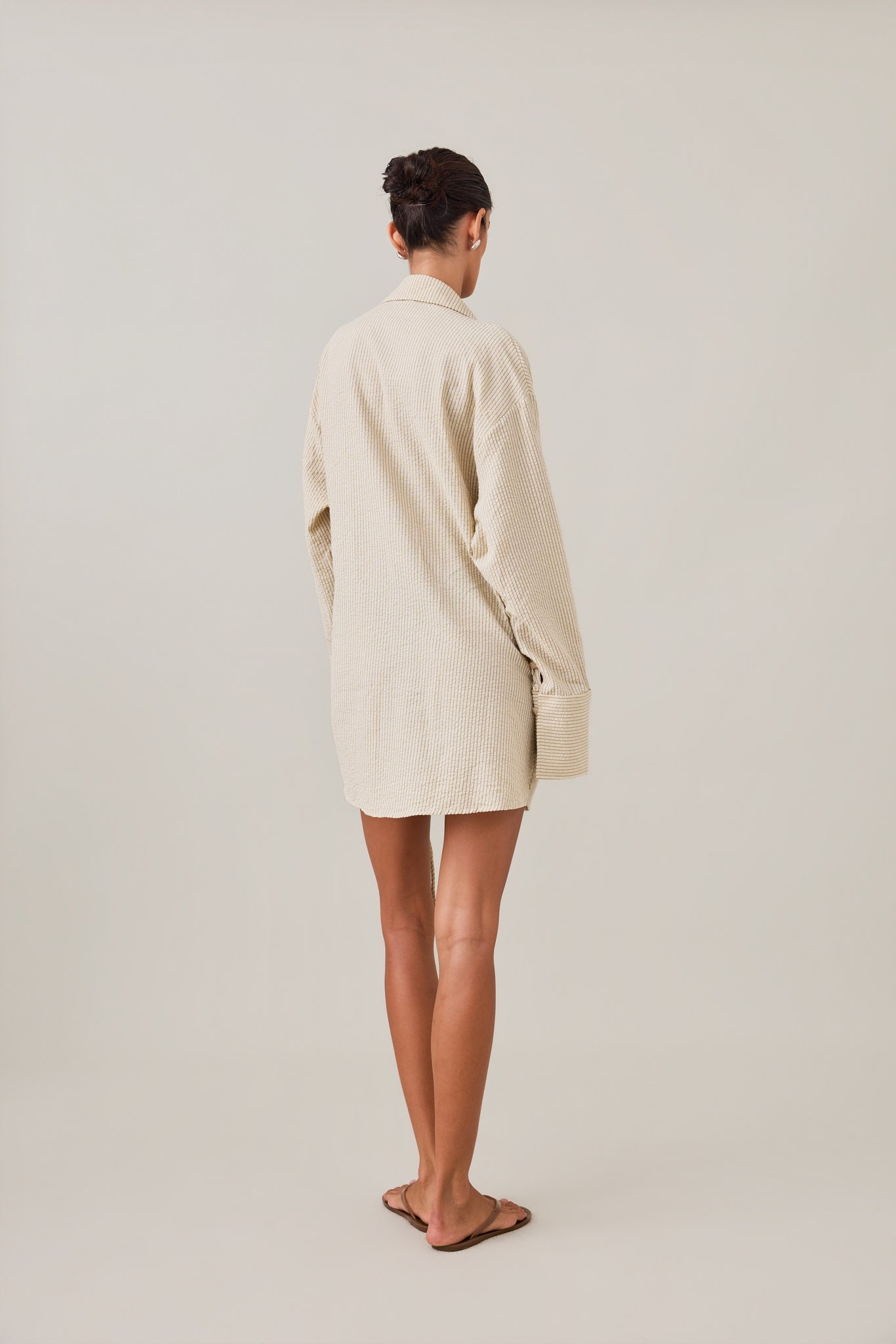 SIDNEY SHIRT DRESS - CARAMEL STRIPE