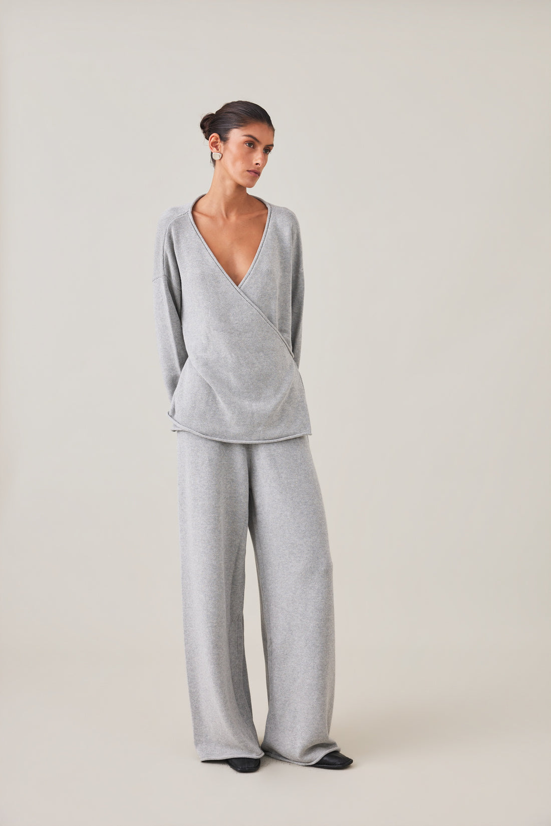 PRE-ORDER | SABINE WRAP KNIT - GREY