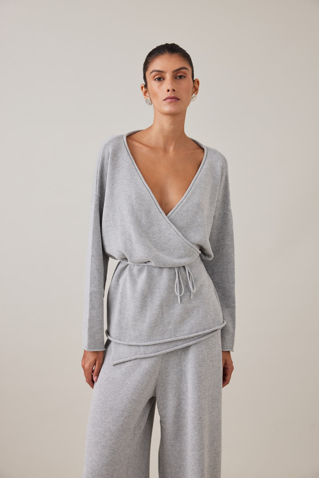 PRE-ORDER | SABINE WRAP KNIT - GREY