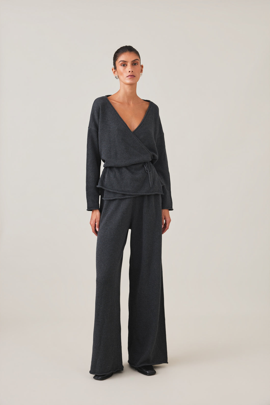 PRE-ORDER | SABINE WRAP KNIT - CHARCOAL
