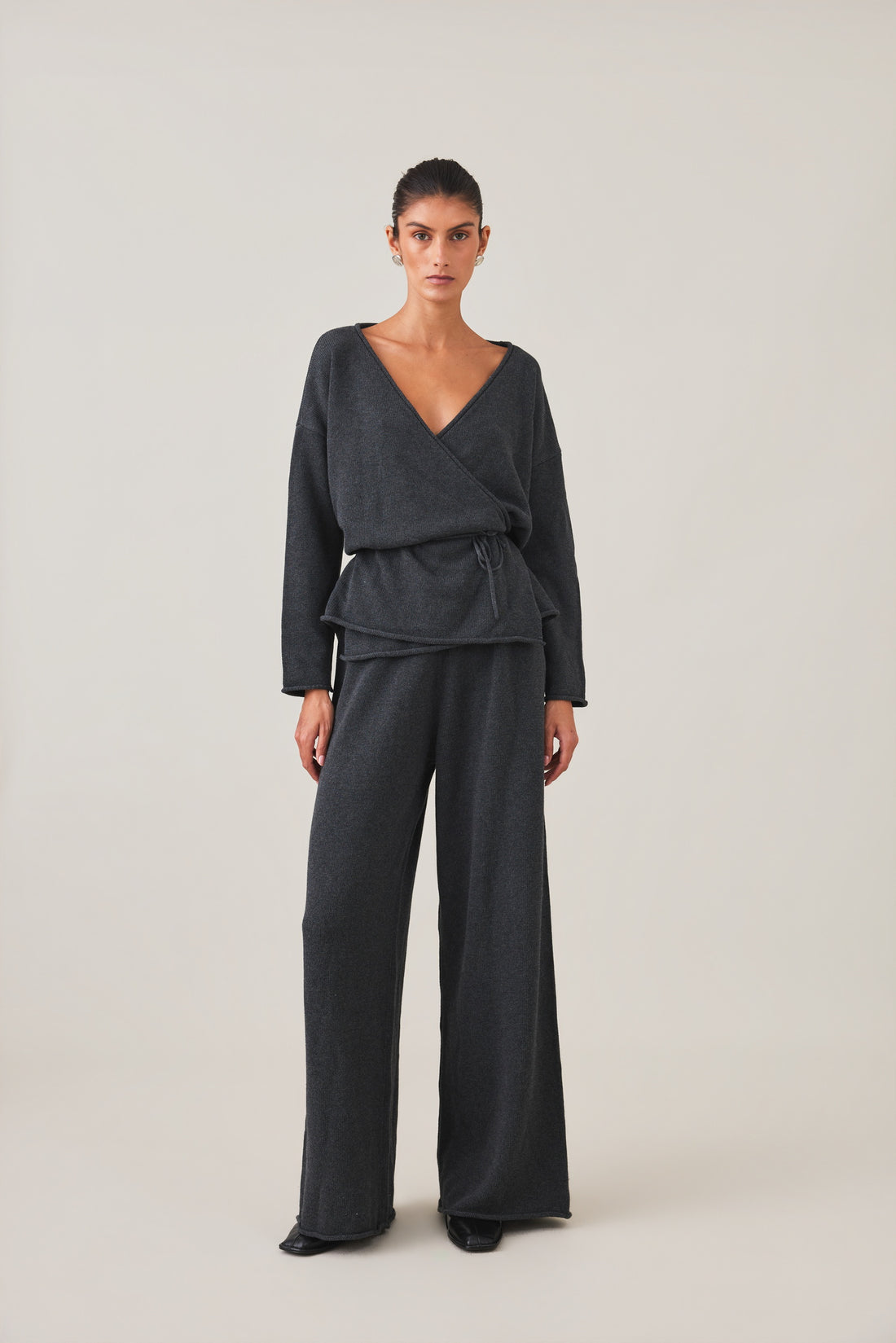 PRE-ORDER | SABINE WRAP KNIT - CHARCOAL