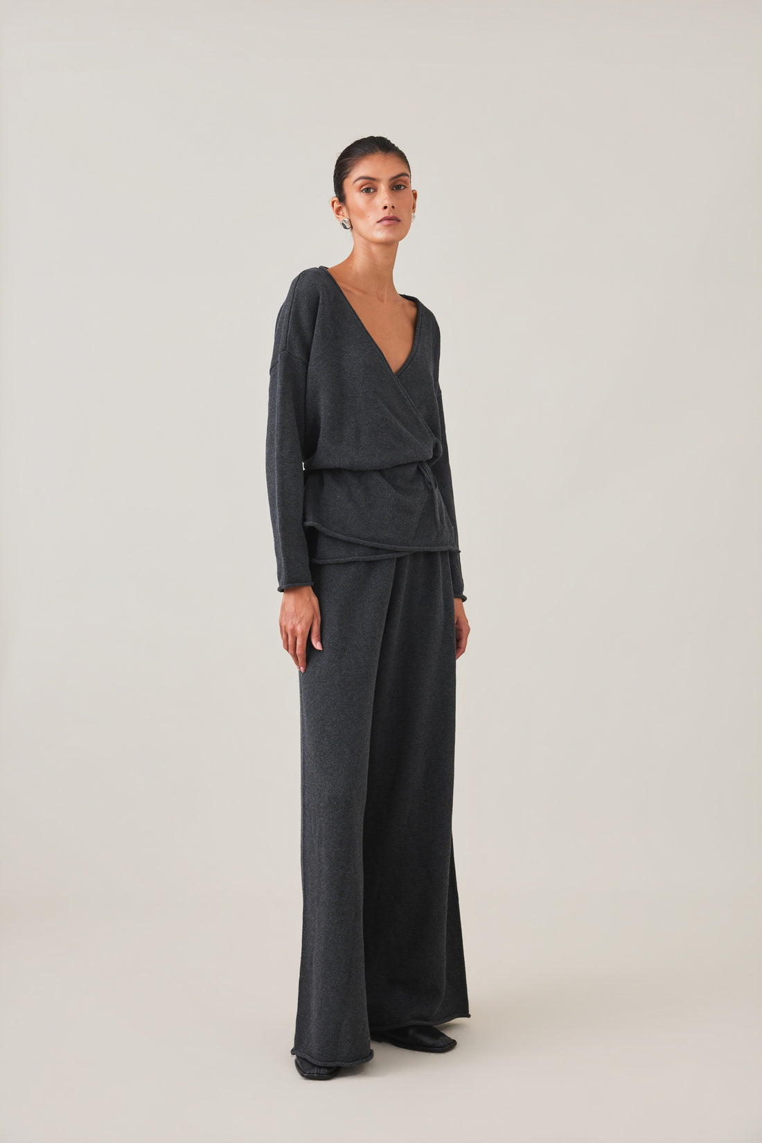 PRE-ORDER | SABINE WRAP KNIT - CHARCOAL