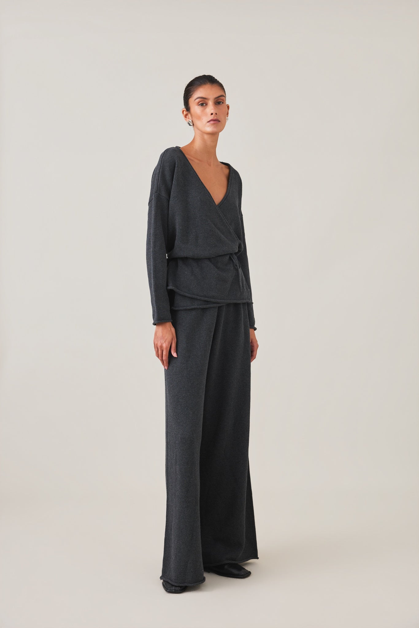 SABINE WRAP KNIT - CHARCOAL