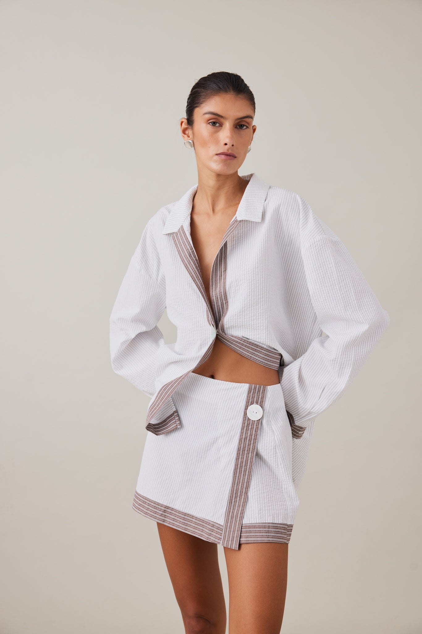 MAE SKIRT - SLATE STRIPE